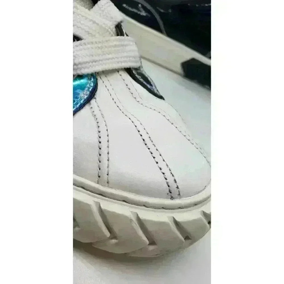 Black Leather Hi Top Sneakers Iridescent Eyelet & Heel D:fuse Scandinavia RARE - Picture 11 of 16